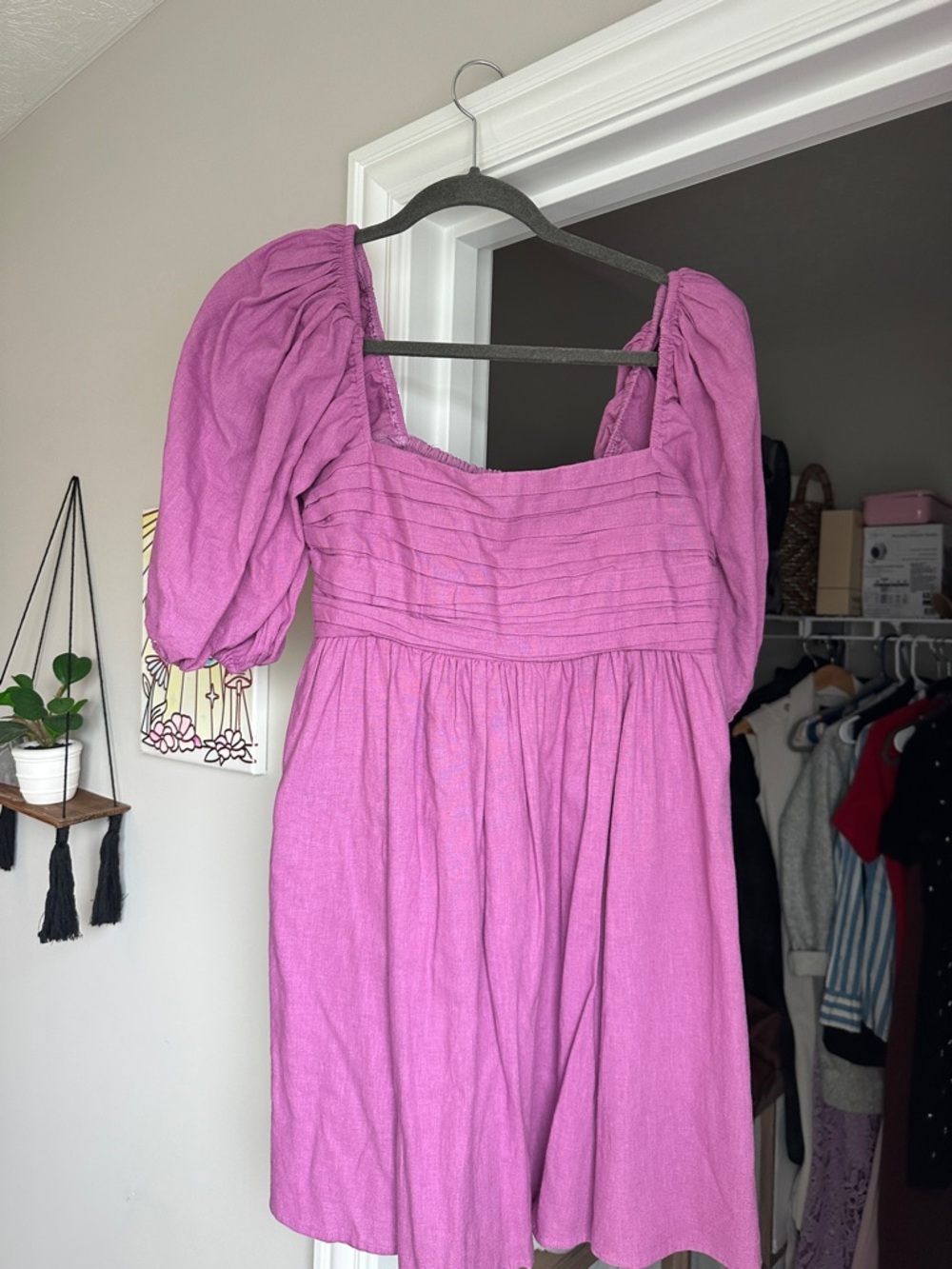 Abercrombie & Fitch Pink Puff-Sleeve Mini Dress
